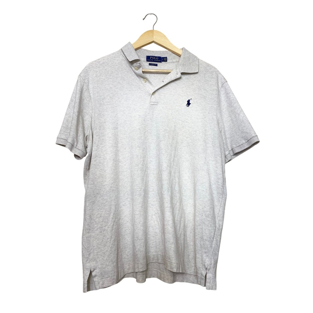 Polo Ralph Lauren Mens Classic Fit Polo Shirt Large Heather Gray Cotton